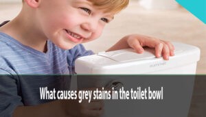 What causes grey stains in the toilet bowl