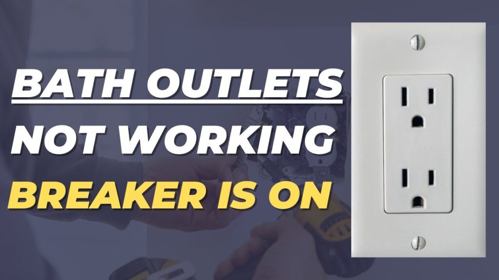A modern bathroom GFCI outlet on a tiled wall illustrating electrical troubleshooting.