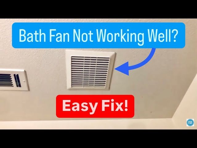 A modern bathroom ceiling vent showing signs that the bathroom fan is not working well.
