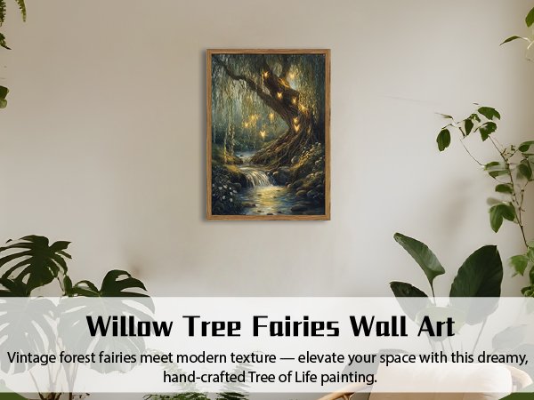 A serene bathroom decorated with enchanting fairy decor and soft woodland textures.