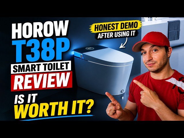 A serene, modern bathroom setting featuring a Horow smart toilet and minimalist decor.