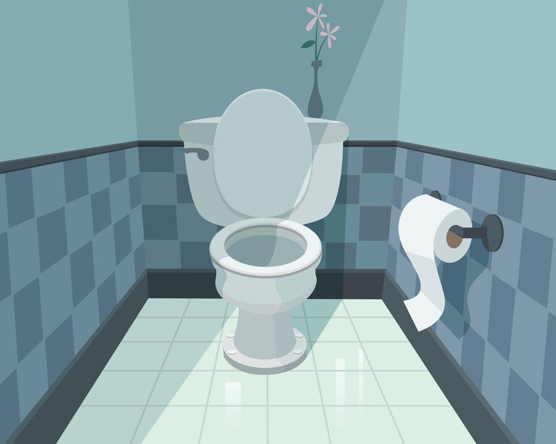 Dual flush buttons on a modern toilet tank showing different flush options.