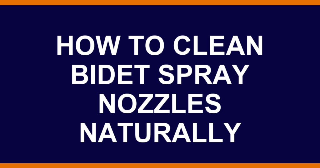 how to clean bidet spray nozzles naturally