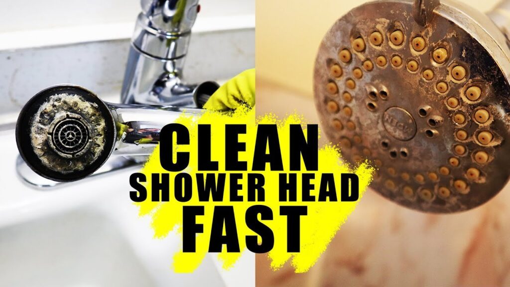 A clean, polished shower head with perfectly even water streams flowing downward.