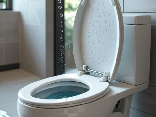 Mineral buildup on a rubber flapper causing a toilet to run intermittently.