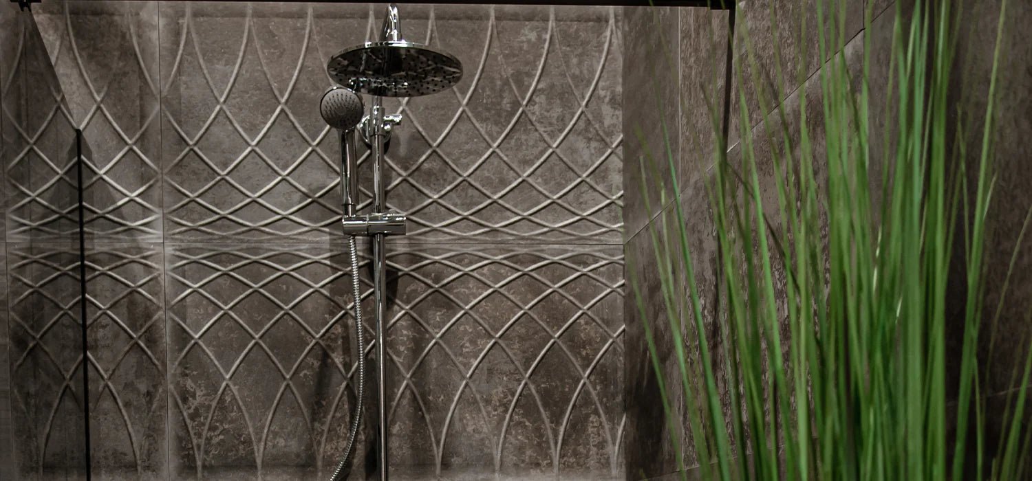 Plumbing tools and replacement parts neatly arranged for fixing shower noise issues.