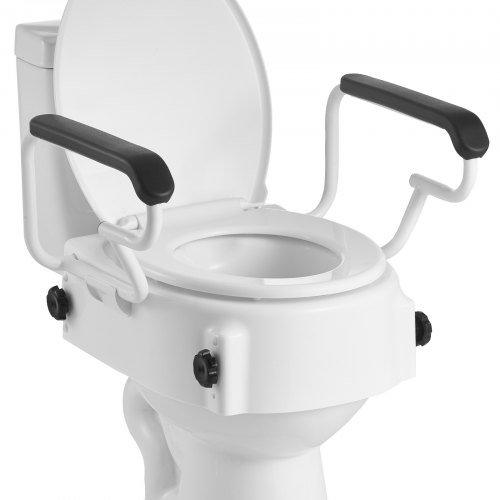 Essential tools and hardware required to install a toilet seat riser with handles.