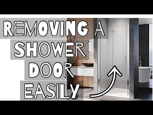 A glass pivot shower door is safely removed and resting on protective blankets.