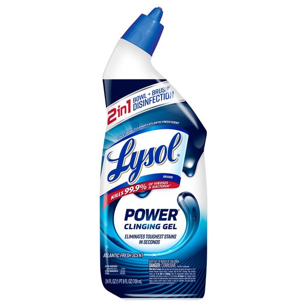 Essential cleaning supplies like vinegar and gloves for removing limescale from toilets.
