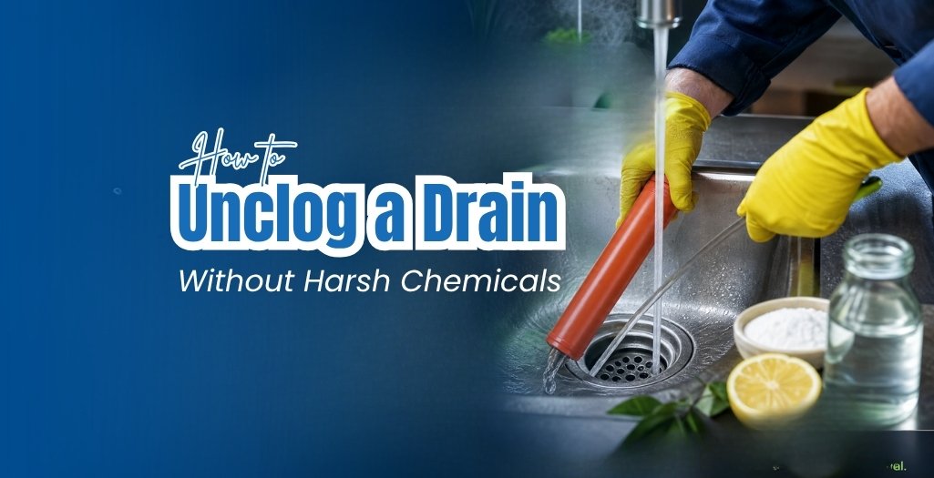 Tangled hair and soap residue clogging a dark shower drain pipe.