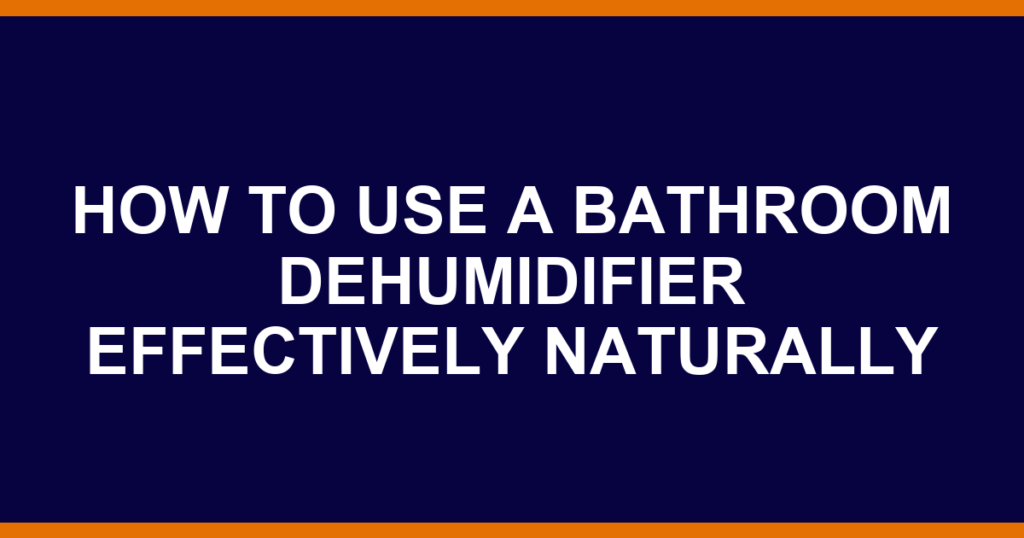 how to use a bathroom dehumidifier effectively naturally