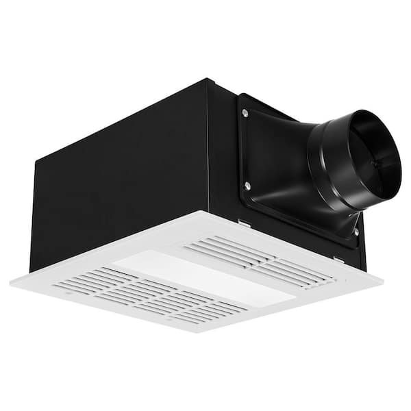 A sleek bathroom exhaust fan with light and heater installed in a ceiling.
