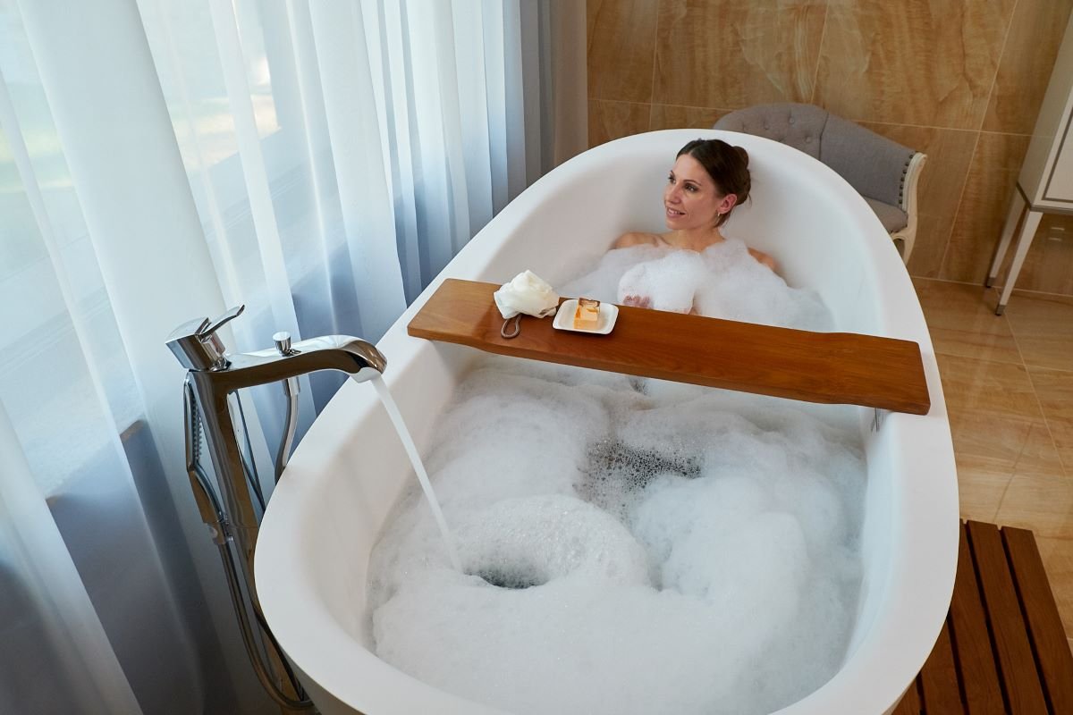 Natural ingredients in a bath help soothe the nervous system and body.