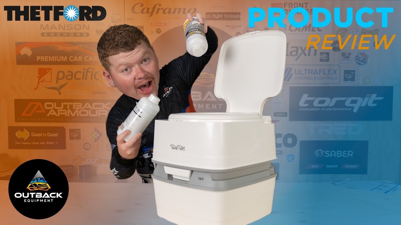 The internal slide valve and tank structure of a portable Thetford toilet.