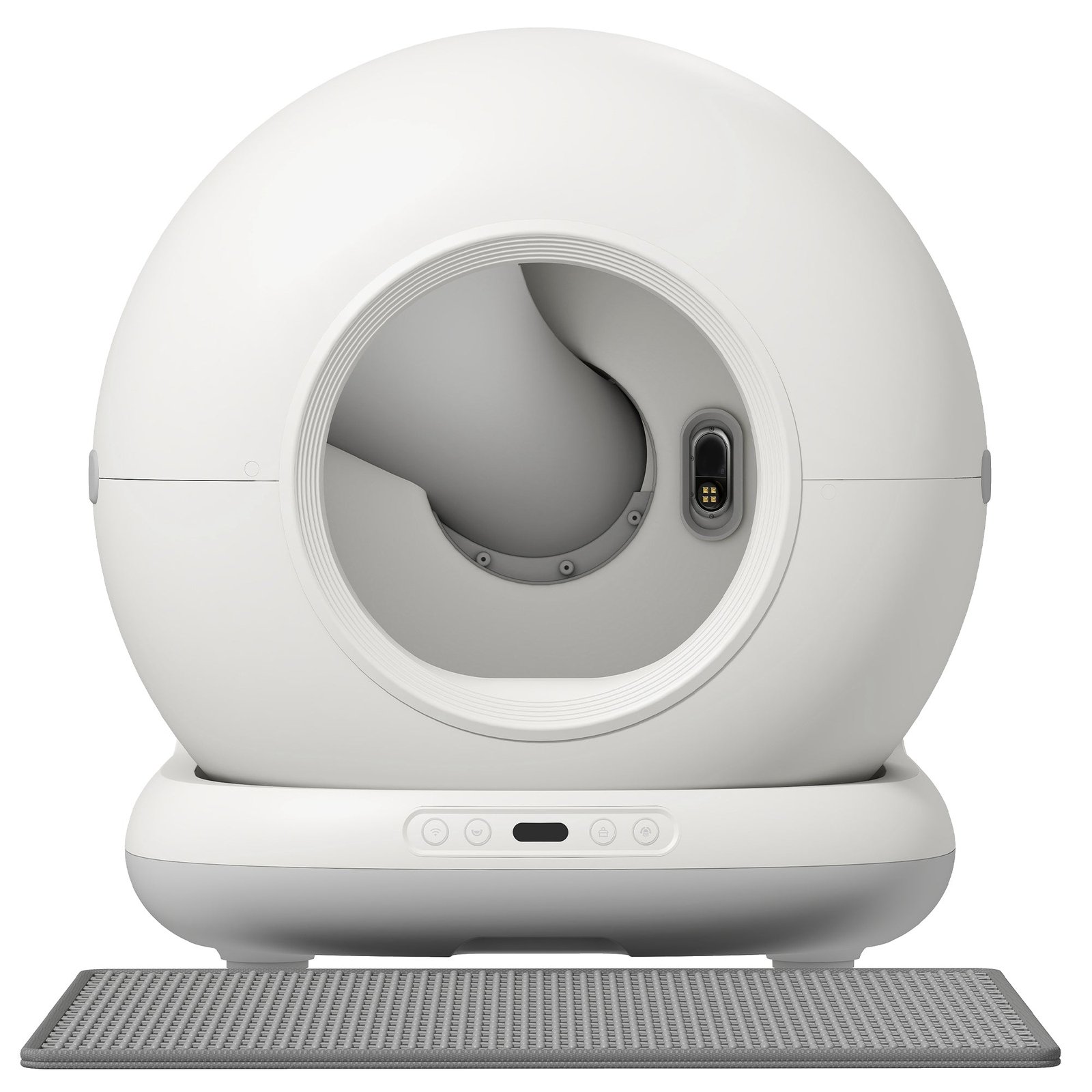Internal mechanism of an automated litter box designed for multiple cats.