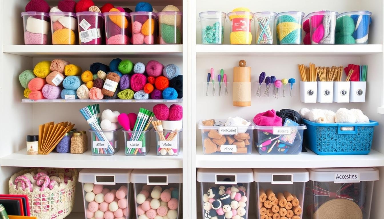 Hands organize bathroom accessories on a shower caddy to answer common storage questions.