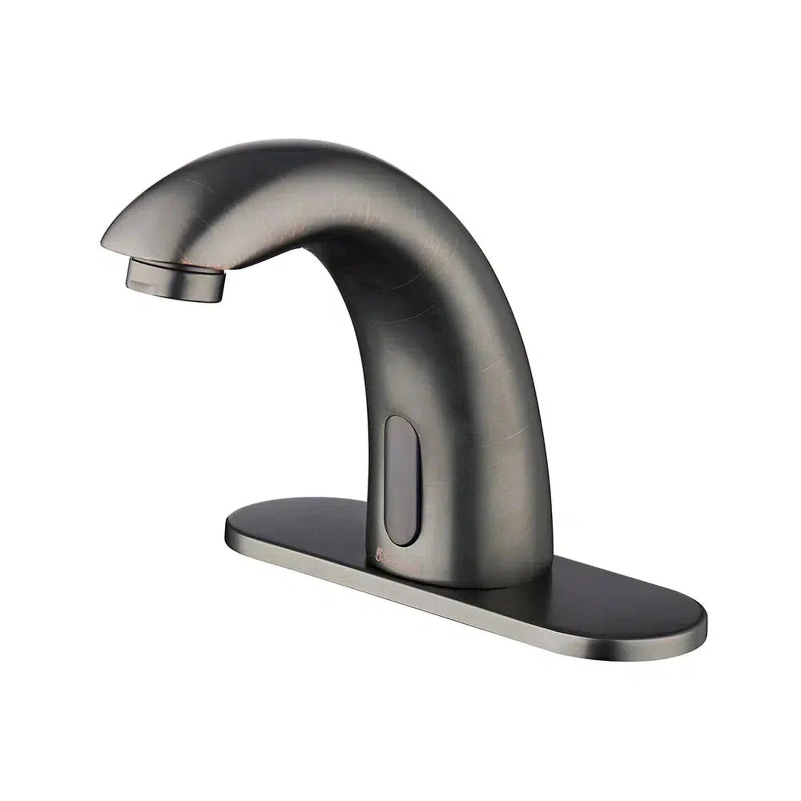 Person researching information about touchless bathroom faucet temperature control features.