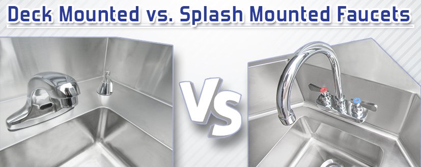 Comparison of installation methods for wall mounted versus deck mounted plumbing fixtures in a bathroom.