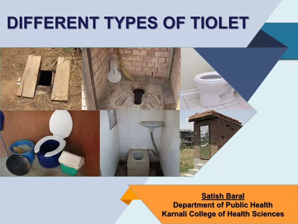 A comparison between a modern flush toilet and a traditional rural pit latrine.
