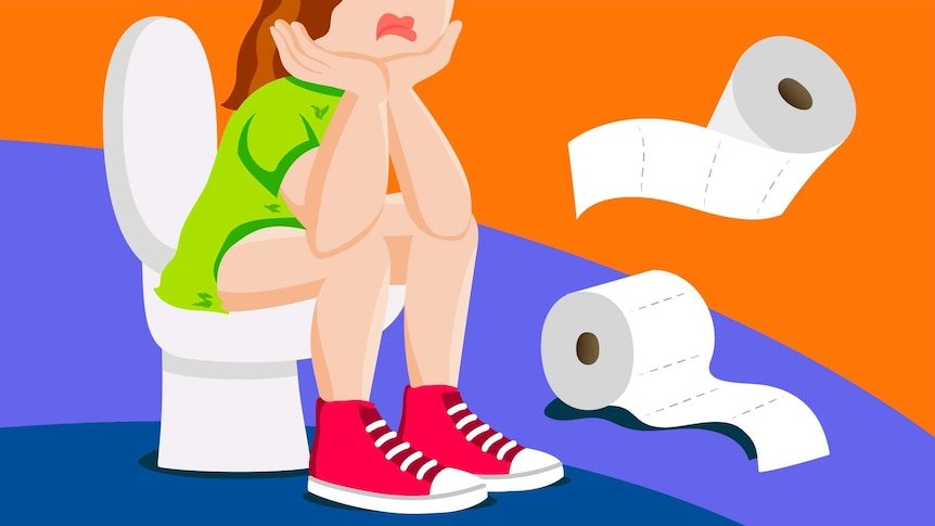 A person knocks on a restroom door to assess if someone inside needs help.