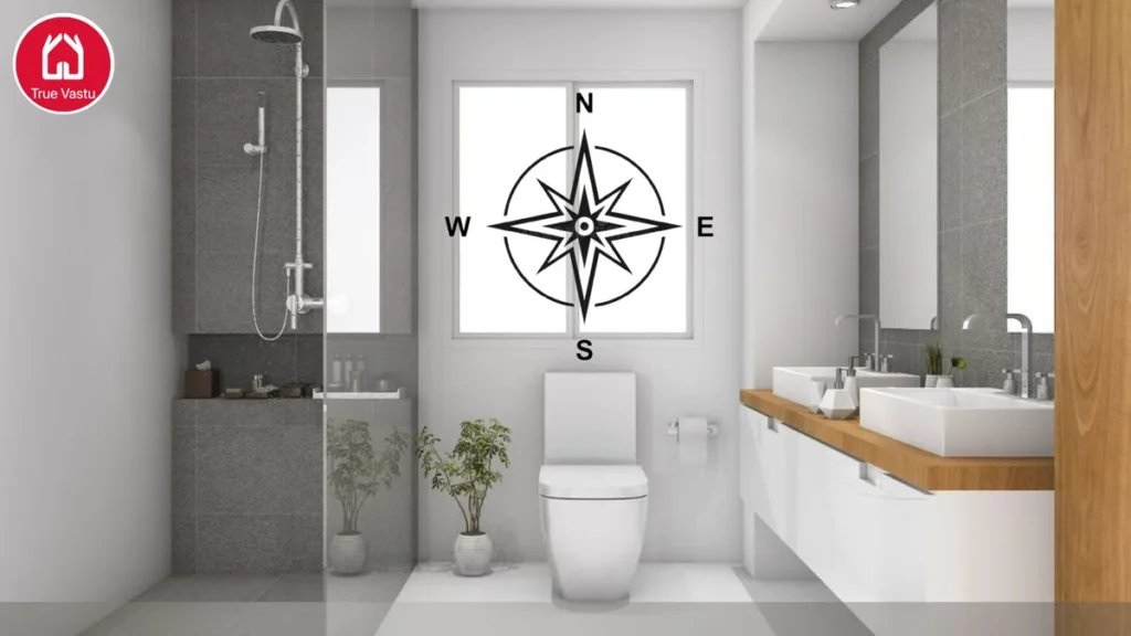 A clean and organized modern bathroom vanity with a small green plant.