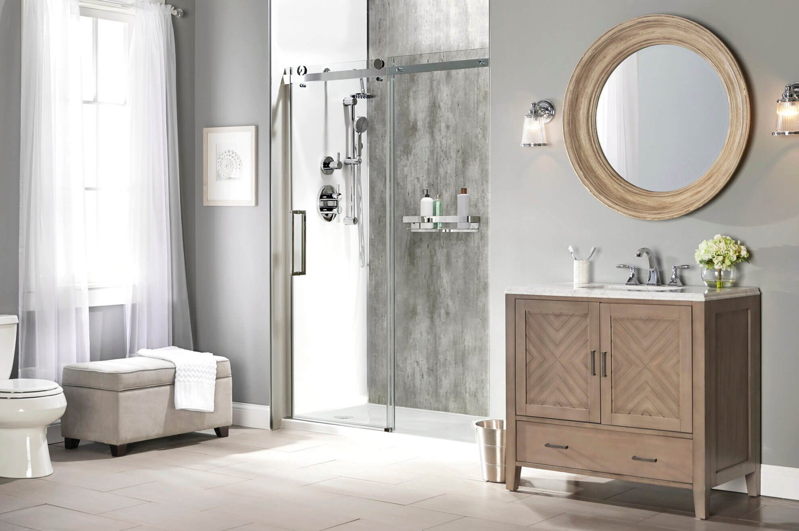 A clean white toilet in a modern bathroom waiting for a routine upgrade.