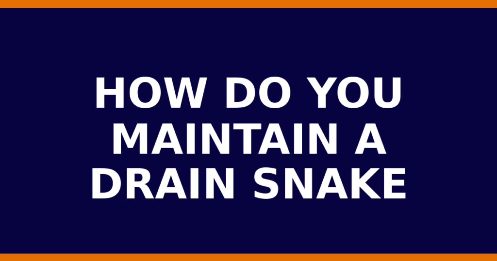 How Do You Maintain A Drain Snake