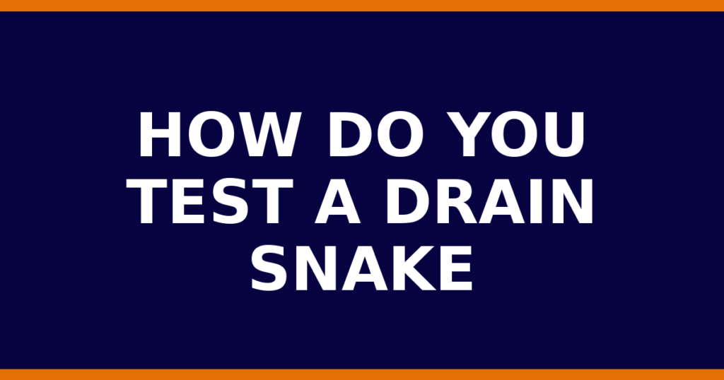 How Do You Test A Drain Snake