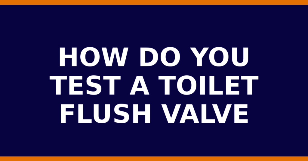 How Do You Test A Toilet Flush Valve