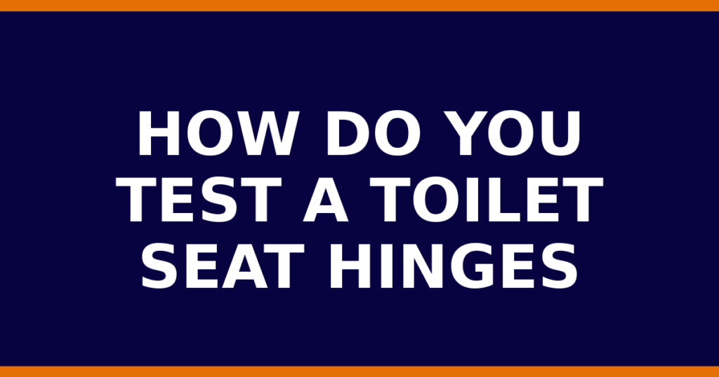How Do You Test A Toilet Seat Hinges