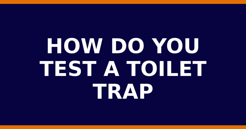 How Do You Test A Toilet Trap