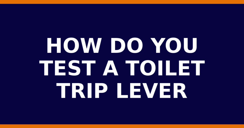 How Do You Test A Toilet Trip Lever
