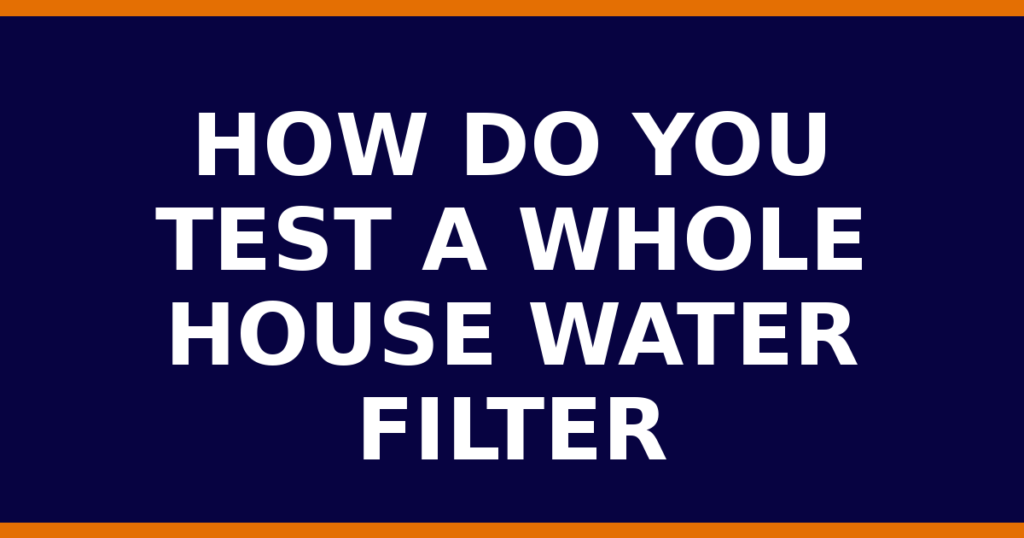 How Do You Test A Whole House Water Filter