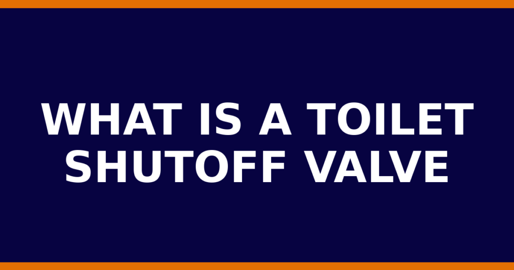 What Is A Toilet Shutoff Valve