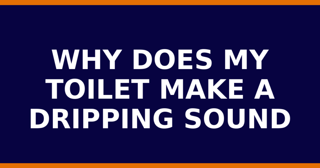 Why Does My Toilet Make A Dripping Sound
